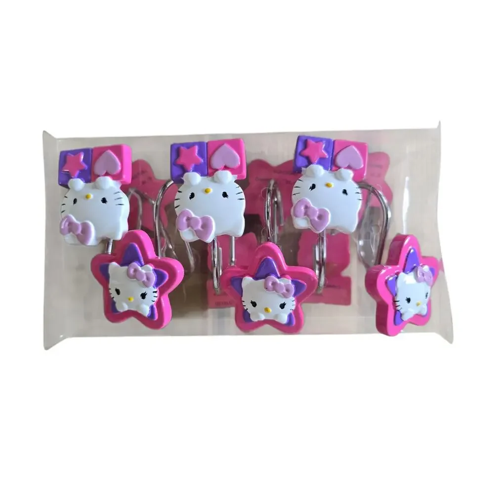 Hello Kitty 12 Piece Shower Curtain Holders Open Box
